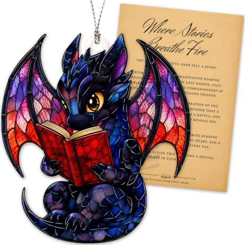 Book Lover Gifts for Women, Suncatcher Dragon Christmas Ornaments 2026