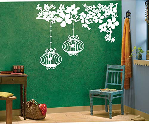 Image of Sticker Yard Vinyl Flowers Wall Window Tiles Mirror Door Sticker, 76 x 58 cm, White-Self-Adhesive