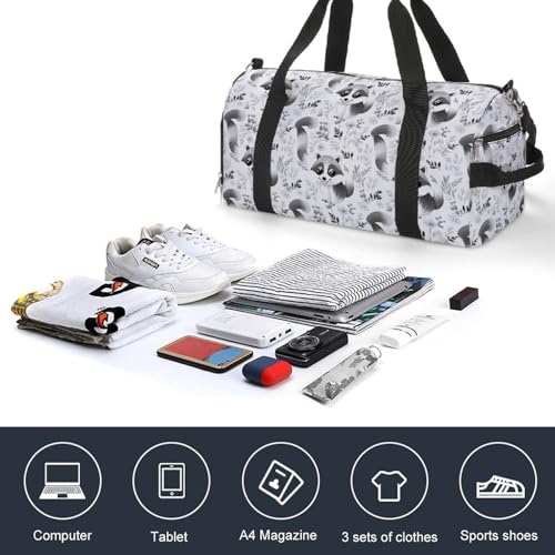 Cute Raccoon Gym Bag Travel Duffel Bag Sports Tote Bag Workout Bag Weekender Bag for Women Men4