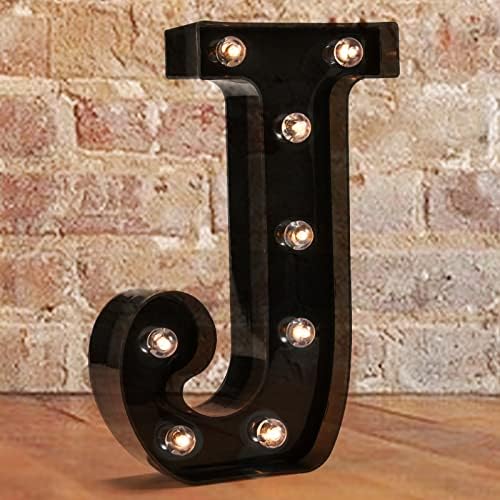 Decorative LED Illuminated Letter Marquee Sign - Alphabet Marquee Letters with Lights For Wedding Birthday Party Christmas Night Light Lamp Home Bar Decoration J, Black