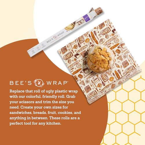 Bee's Wrap Beeswax Wraps for Food - Cut to Size 14x52" Wax Paper Roll - Made in USA Reusable Waxed Paper & Bowl Covers - Organic & Eco-Friendly Alternative to Aluminum Foil & Plastic Wrap, Bakery Lane - Image 8