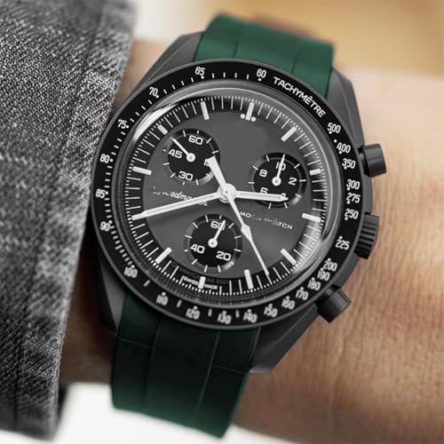 Image of Bands for MoonSwatch Watch,Curved end No Gap,Premium Silicone Rubber Watch Strap for Omega X Swatch Moonswatch Speedmaster /Rolex /SEIKO 20mm 22mm Watch Strap Replacement Band for Men Women