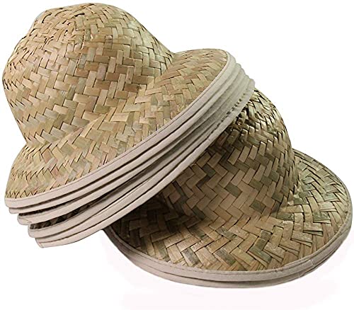 Kids Straw Pith Safari Explorer Hats 8 Pack