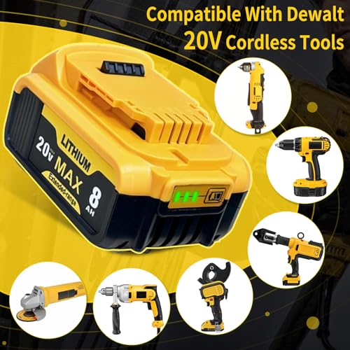 Image of 10Pack 8.0Ah Replace for Dewalt 20V Max Battery DCB206 DCB204 DCB200, Compatible with Dewalt 20V Cordless Power Tools
