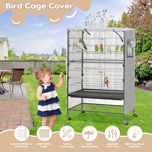 Image of Bird Cage Cover, Large Birds Cage Covers for Night, Birds Cover for Cage with Adjustable Front Curtain, Blackout & Breathable Birdcage Covers for Parrot, Small Animals(Not Include Bird Cage)