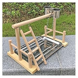 Vogelspeelgoed Parrot Wood Stand Activity Center Ladder Swing Tray Cup Paars Bird Play Rack voor kleine parkieten…