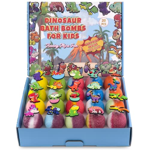 20Pcs Bath Bombs For Kids With Dinosaur Suction Toys Inside, All Natural Organic Kids Bath Bombs For Girls And Boys At Birthday, Christmas, Easter, Colorful Bubble Bath Fizzy Bombs For Toddlers #TOP21