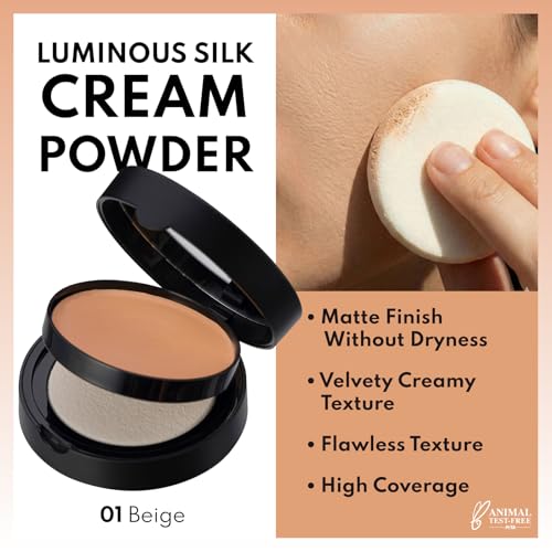 Image of Note Cosmetique Luminous Silk Compact Powder - Medium Buildable Coverage - Weightless Setting Powder Foundation - 01 Beige - 0.4 oz