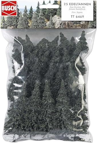 Modélisme ferroviaire Busch Environnement : lot de 15 super sapins TT argentés en plastique