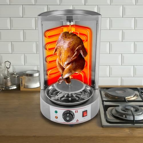 SABUIDDS Dönergrill für Zuhause Hähnchengrill Rotissiere Gyros Kebab Vertikaler Edelstahl Grill mit 360°-Hitzeverteilung 8kg Fassungsvermögen Gas/Elektro Vertikalgrill für Döner, Hähnchen (Elektro) – Bild 6