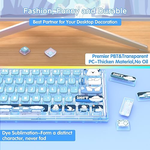 MAMBASNAKE 120 Keys PBT Pudding Keycaps Set,ASA Profile,Dye-Sublimation,ANSI US Layout for 61 68 87 98 104 108 Mechanical Keyboard,Compatible with Cherry Gateron Otemu Kailh MX Structure (Polar Bear) - Image 3