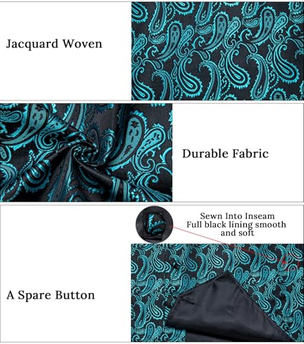 Image of DiBanGu Mens Vest and Tie Set Formal Paisley Waistcoat and Necktie Pocket Square Cufflinks Silk Suit Vest for Tuxedo Wedding