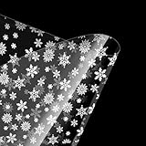 TOGOU2S Cellophane Wrap, Cellophane Wrap for Hampers, 2 Rolls 80cm x 15m Snowflakes Cellophane Roll Folded in Half, 10 Pull Bows 1 Ribbon, Large Plastic Wrapping Paper for Gift Wrap,Christmas - Image 5