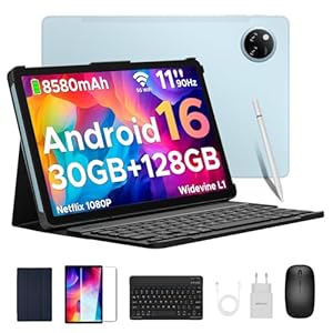 DOOGEE Tab A9 Pro+ Android 16 Tablet con Teclado y Lápiz, 30GB+128GB/2TB Tablet 11 Pulgadas Octa-Core, Gemini AI/8580mAh/5G WiFi/Widevine L1/ Doble Altavoz/Face ID/OTG Tablets Niños con Funda & Raton