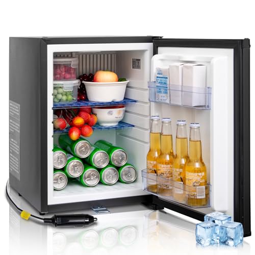 Comparison: Best Mini Fridge For Semi Trucks 10 Techomey Mini Fridge with lock 110V/12V Compact Refrigerator 1.4 Cu.Ft, Reversible Door, Quiet Absorption, Mini Fridge for Bedroom Office RV Camper Semi Truck