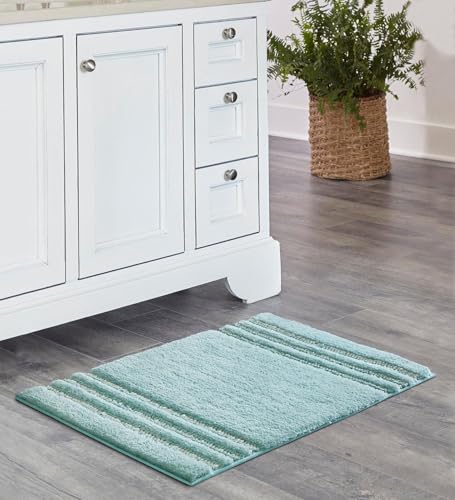 Image of Obsessions Ultra Soft Solid Bath Mat - Premium 1950 GSM Density, Anti-Skid Safety Backing & Superior Absorbency for Quick-Dry Comfort (50x80 cm, Aqua)