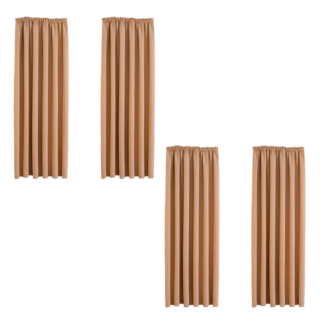 Aspire Homeware Blackout Curtains for Bedroom 46x54 Beige Curtain Privacy Protection Pencil Pleat Curtains Thermal Insulated Energy Saving Curtains for Living Room 4 Panel with Tiebacks
