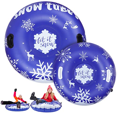 Elcoho 2 Pack Snow Tubes Heavy Duty Sledding Snowboard 47 Inch, 36 Inch