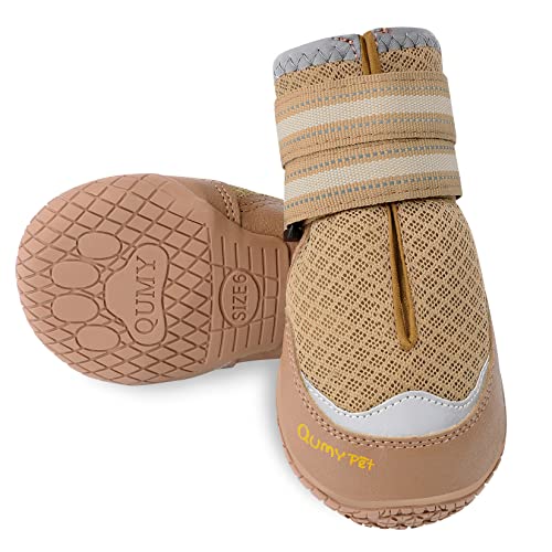 QUMY 2PCS Dog Shoes for Hot Pavement Boots for Dogs Summer Booties Heat Protection Mesh Breathable Nonslip with…