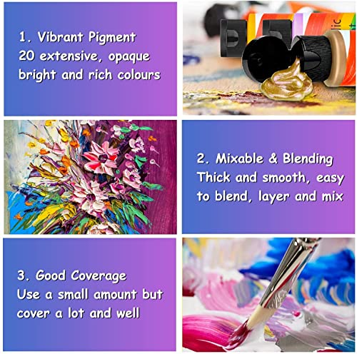 VICBAY Kit Peinture Acrylique avec 4 Couleurs Métalliques, 60 ml Tubes de Peinture Gouache pour Débutants et Artistes Acrylique Pouring Peinture pour Papier, Toile, Céramique et Bois - Image 7