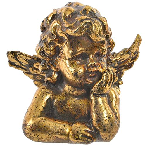 Figurine Statuette Ange chérubin pensant doré - 10 cm