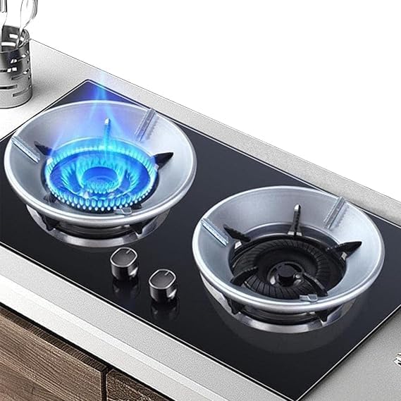 Generic Gas Stove Burner Stand, Windproof Support Ring Design, Stainless Steel, Silver, 2-Pack