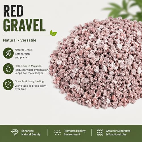 Image of CONSDAN 12 LBS Natural Gravel for Fish Tank, StoneCreek Betta Fish Aquarium Gravel, Vase Filler, River Rocks, Fish Tank Decorations, Perfect for Aquarium Decor, Fish Tank, & Indoor Plant, Red