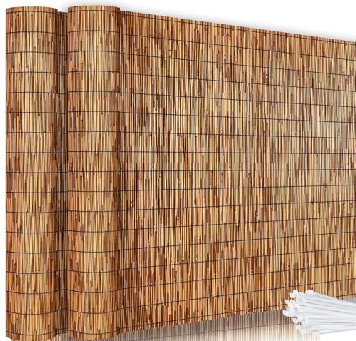 KOIUEYW Bamboo Reed Fencing, Light Russet Bamboo Fence Rolls 6ft