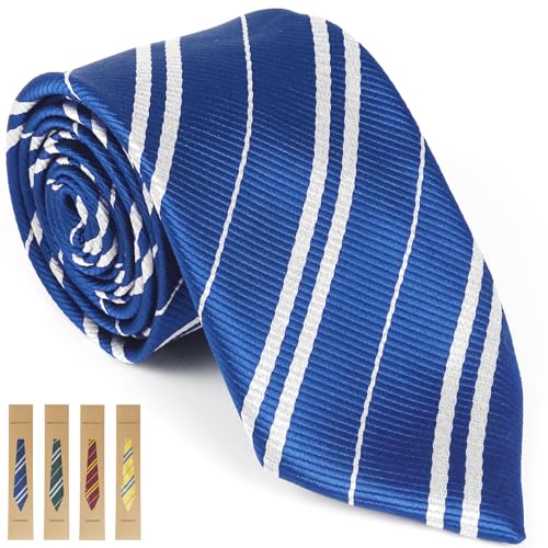 MISS FANTASY Halloween Cosplay Tie for Themed Party Costume Accessory Regular Length Classic Blue Necktie Unisex Adult Cosplay Halloween Satin Toy Tie (M 58in)