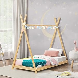 [en.casa] Kinderbed Vimpeli tipi bamboe 90×200 cm houtkleurig