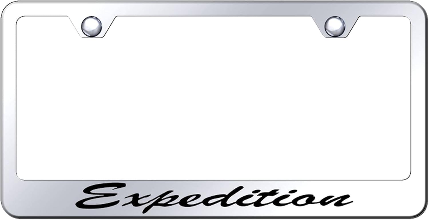 Au-TOMOTIVE GOLD Laser Etched Script Stainless Steel License Plate Frame for Ford Expedition (Chrome)