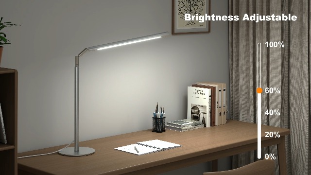 Image of Metal Desk Lamp for Home Office - 16'' Foldable LED Desk Light for Reading, 4 Color Temps, 15W 1200Lm Dimmable Table Lamp with Flexible Arm, Task Lamp for College Dorm Study Painting, Silver