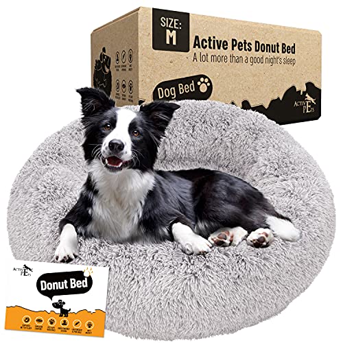 Active pets plush calming dog bed, donut dog bed for sm…