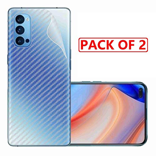 Image of Compatible with (Pack of 2) Oppo Reno 4 Back Screen Protective Film Carbon Fiber Skin Transparent Screen Guard Sticker