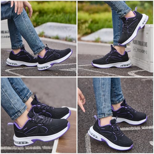 Image of Stasslang Women's Steel Toe Shoes Safety Work Sneakers | Water Resistant Light Comfy Industrial Shoes Non-Slip Rubber Sole for Warehouses Factories Construction All-Day Standing Work