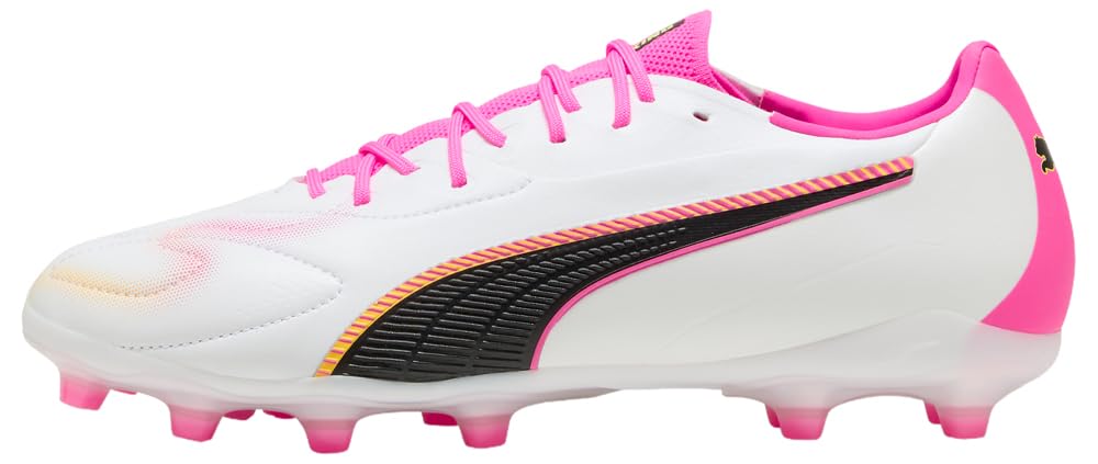 PUMA Unisex King 20 Match Firm Ground/Artifical Ground Football Boots, PUMA White-Poison Pink-Bright Aqua, 8.5 UK