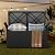 DWVO 90 Gallon Outdoor Storage Bench,Rattan Deck Box with Cushion, Outside Bench for Patio Storage,Yard,Pool,Garden,Black&Grey