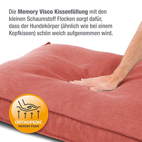 JAMAXX Premium Hundekissen Orthopädisch Memory Foam, Leinen Bezug Waschbar, Nässeschutz Wasserabweisend - Kuschelig Weich, Visco Elastische Kissenfüllung, Hundebett PDB1005,65x50 (S) Terracotta