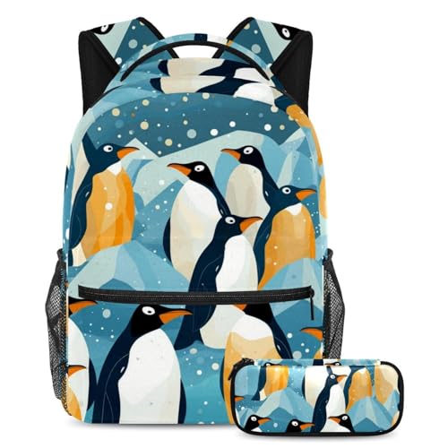 Sac à dos avec trousse scolaire pingouin fille garçon ado #02