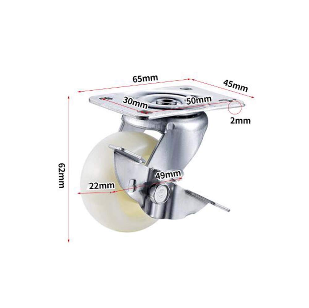 Ruote piroettanti robuste da 2 Pollici con Freno, Confezione da 4 Ruote con Piastra in Nylon, Rotazione a 360°, Ruote per carrelli industriali, capacità di carico 200 kg, perfette per Il tra