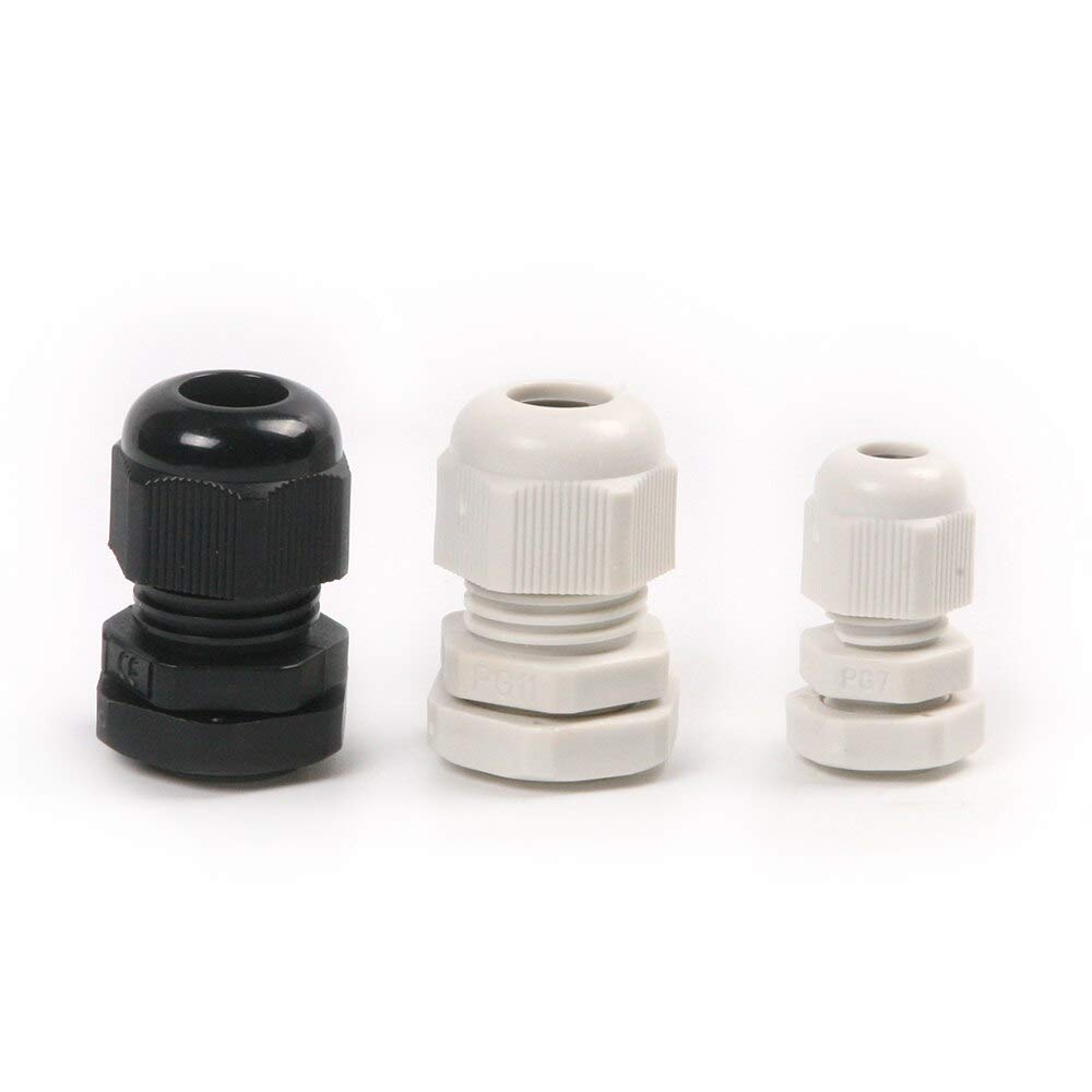 Wire & Cable Connectors New 1Pcs PG7/PG11 Nylon White Black Plastic Waterproof Cable Gland Connector 3.5-6MM 4-8MM Cable Gland - (Color: Black PG11)