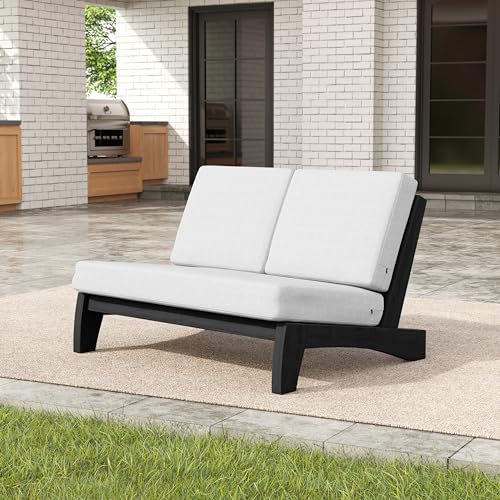 Image of Pia Ricoo 1-Piece Patio Furniture Set, Outdoor Loveseat with 4.5-Inch Thick Cushions, All-Weather Outdoor Sofa for Backyard, Deck, Lawn - Beige /Dark (Split Back)