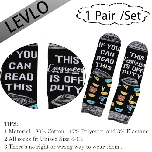 LEVLO 1 Pair Funny Engineering Students Gift for him This Engineer Is Off Duty Socks for College Senior Graduate Gifts2