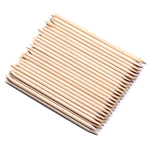 Image of THR3E STROKES 100 pcs Orange Wood Nail Sticks Double Sided Multi Functional Cuticle Pusher Remover Manicure Pedicure Tool for Manicure Pedicure (100)