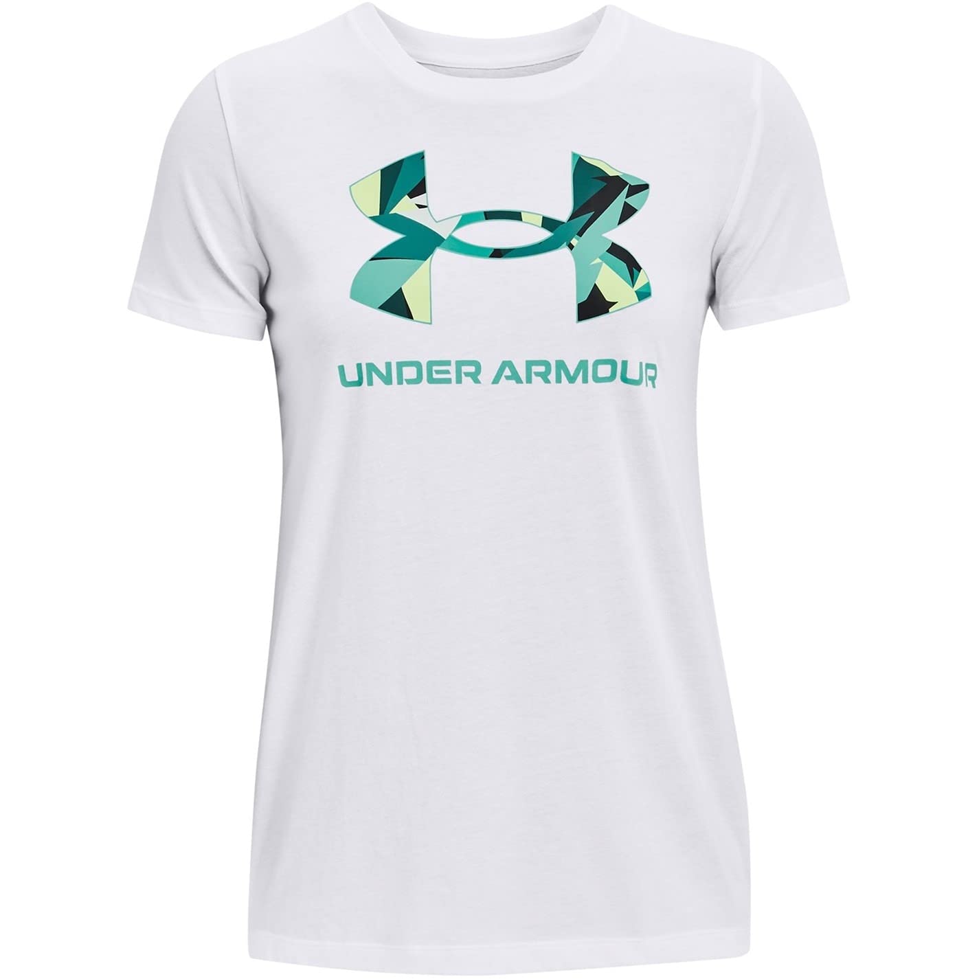 Under Armour Mujer UA Sportstyle Graphic Manga Corta Top, Blanco/Neptune, XS
