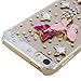iPhone SE Case,iPhone 5S Case,iPhone 5 Case -Mavis's Diary 3D Handmade Crystal Butterfly Lingers Over The Flower Rhinestone Diamond Bling Clear Hard Case Cover for iPhone SE/5S/5