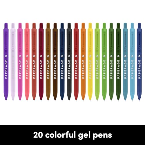 Bolígrafos de gel retractiles PAPERAGE pack 20 colores surtidos miniatura 2