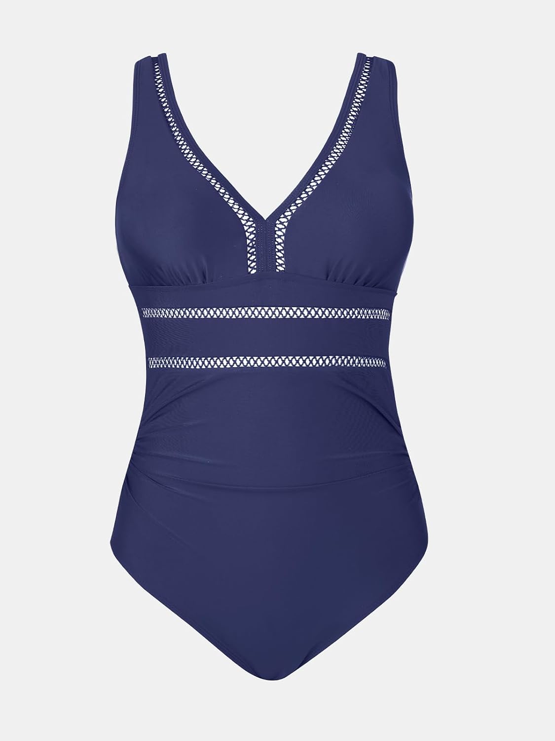 CUPSHE Women's One Piece Swimsuit Bathing Suit V Neck Adjustable Straps Ruched Mesh Back Hook - Image 5