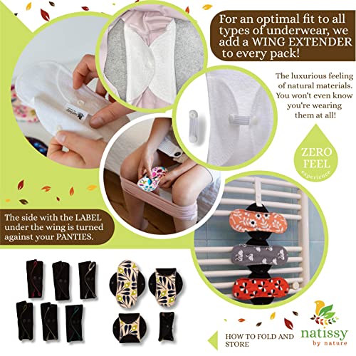 Image of Natissy Reusable Panty Liners for Women, Washable, Soft, Breathable, Skin-Friendly and Reusable Organic Cotton Cloth Liners - 7-Pack Medium - Made in EU