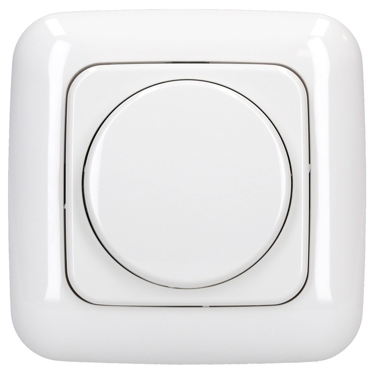 Busch-Jaeger Dimmer Set: 2511-214 1-fach Abdeckrahmen + 2115-214 Zentralscheibe + 6523 U-102 Drehdimmer Alpinweiß Reflex SI